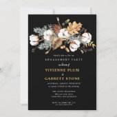 Invitation Fête de fiançailles Fleurs blanches Feuilles d'aut (Devant)