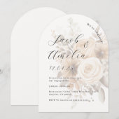 Invitation Fête de fiançailles Floral Boho Moderne Arch (Devant / Derrière)