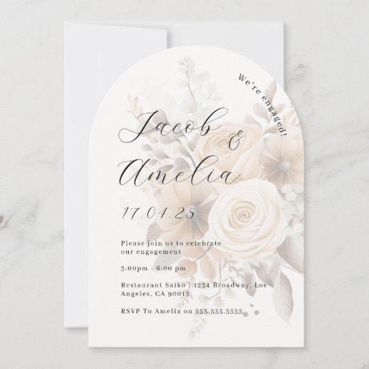 Invitation Fête de fiançailles Floral Boho Moderne Arch (Devant)