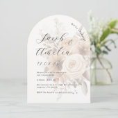 Invitation Fête de fiançailles Floral Boho Moderne Arch (Debout devant)