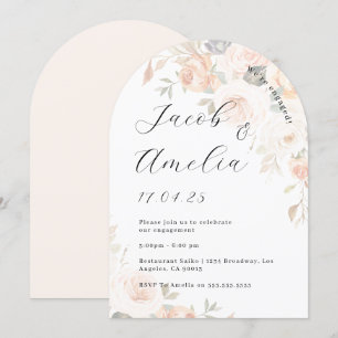 Invitation Fête de fiançailles Floral Soft Brûlé Orange Arch