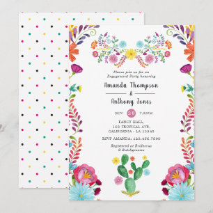 Invitation Fête de fiançailles florale aquarelle colorée Fies