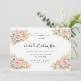 Invitation Fête de Fiançailles Florale Aquarelle Douce