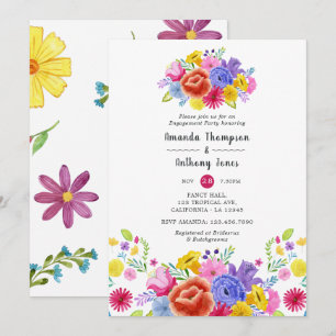 Invitation Fête de fiançailles Florale Aquarelle Fiesta