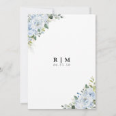 Invitation Fête de fiançailles florale bleu clair romantique (Dos)