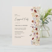 Invitation Fête de fiançailles florale boho (Debout devant)