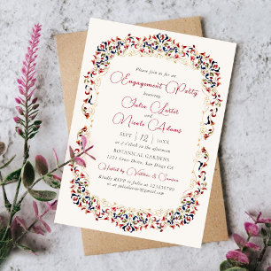 Invitation Fête de fiançailles florale botanique de luxe pais