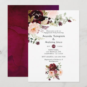 Invitation Fête de fiançailles Florale Bourguignon et Baie Ro