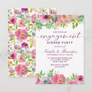Invitation Fête de fiançailles florale Chic Blooming Menthe e