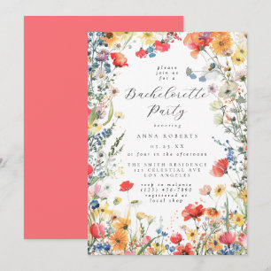Invitation Fête de Fiançailles Florale Colorée d'Été