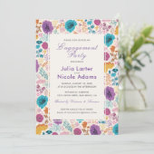 Invitation Fête de fiançailles florale romantique Blooming Lo (Debout devant)