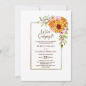 Invitation Fête de fiançailles florale rose tournesol (Devant)