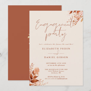 Invitation Fête de fiançailles florale rustique d'automne