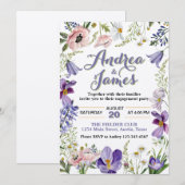 Invitation Fête de fiançailles florale rustique élégante (Devant / Derrière)