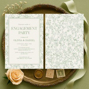Invitation Fête de fiançailles florale vert sauge