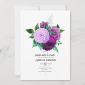 Invitation Fête de Fiançailles Florale Violette et Verte (Devant)