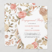 Invitation Fête de fiançailles florales à la crème de pêche R (Devant / Derrière)