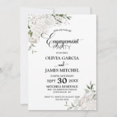 Invitation Fête de fiançailles florales blanches (Devant)