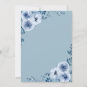 Invitation fête de fiançailles florales bleu poussiéreux (Dos)