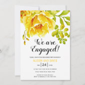 Invitation Fête de fiançailles florales de couleur jaune (Devant)