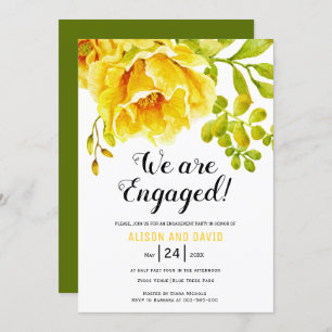 Invitation Fête de fiançailles florales de couleur jaune