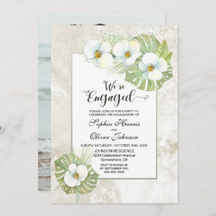 Invitation Fête de fiançailles florales de l'orchidée blanche