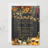 Invitation Fête de fiançailles florales en bois d'automne (Devant)