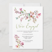 Invitation Fête de fiançailles florales en fleurs de cerisier (Devant)