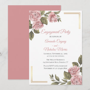 Invitation Fête de fiançailles florales Peony rose Mariage él