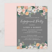 Invitation Fête de fiançailles florales romantiques et bleues (Devant / Derrière)