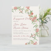 Invitation Fête de fiançailles Guirlande de printemps Rose Fl (Debout devant)