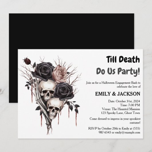 Invitation Fête de fiançailles Halloween (Devant / Derrière)