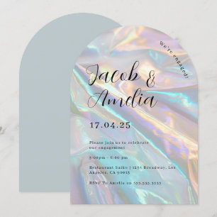 Invitation Fête de fiançailles holographique Arch Moderne