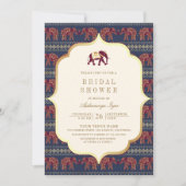 Invitation Fête de fiançailles indienne éléphant or bordeaux (Devant)