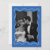 Invitation Fête de fiançailles mariage blanc et bleu (Dos)