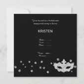 INVITATION FÊTE DE FIANÇAILLES MASQUERADE LÉOPARD GRIS NOIR (Dos)