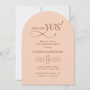 Invitation Fête de fiançailles Minimaliste Arch Elle a dit ou