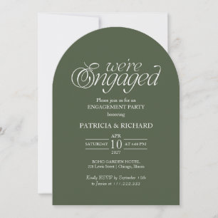 Invitation Fête de fiançailles minimaliste vert forêt avec ar