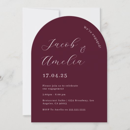 Invitation Fête de fiançailles Moderne Arch Plum   (Devant)