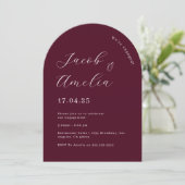Invitation Fête de fiançailles Moderne Arch Plum   (Debout devant)