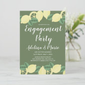 Invitation Fête de fiançailles moderne Boho Citron Verdure (Debout devant)