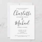 Invitation Fête de fiançailles moderne noir et blanc à signat (Devant)