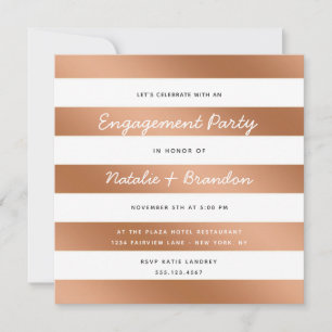 Invitation Fête de fiançailles moderne Rose Gold Let's Celebr