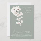 Invitation Fête de fiançailles Moderne Sage Vert Orchidée Bla (Devant)