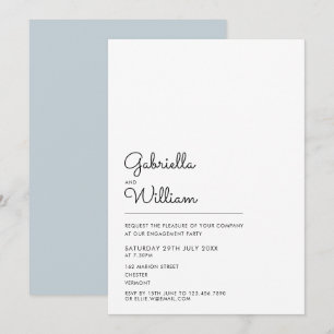 Invitation Fête de fiançailles moderne simple noir et blanc