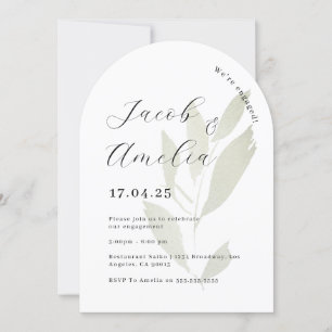 Invitation Fête de fiançailles moderne sous une arche de feui
