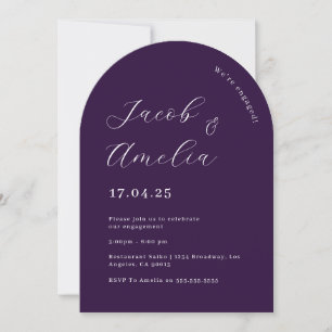 Invitation Fête de Fiançailles Moderne sous une Arche Violett