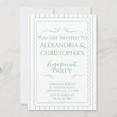 Invitation Fête de Fiançailles Moderne Vert et Blanc (Devant)