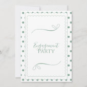 Invitation Fête de Fiançailles Moderne Vert et Blanc à Points (Dos)
