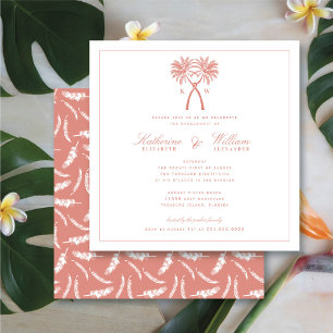 Invitation Fête de fiançailles Monogramme aux palmiers noués